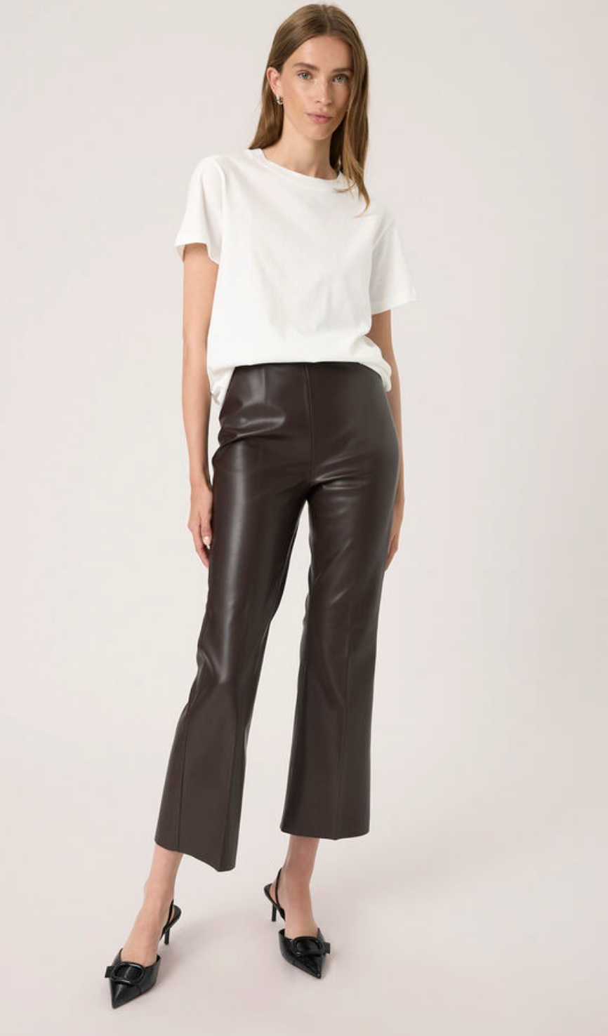 SLKaylee PU Kickflare Pants - Chocolate Torte Brown