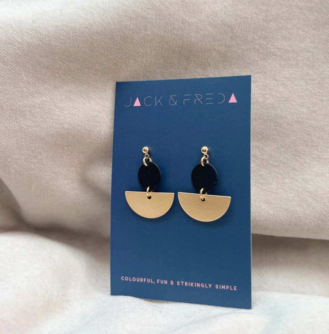 Lola Semi-Circle Earrings - Black/Gold