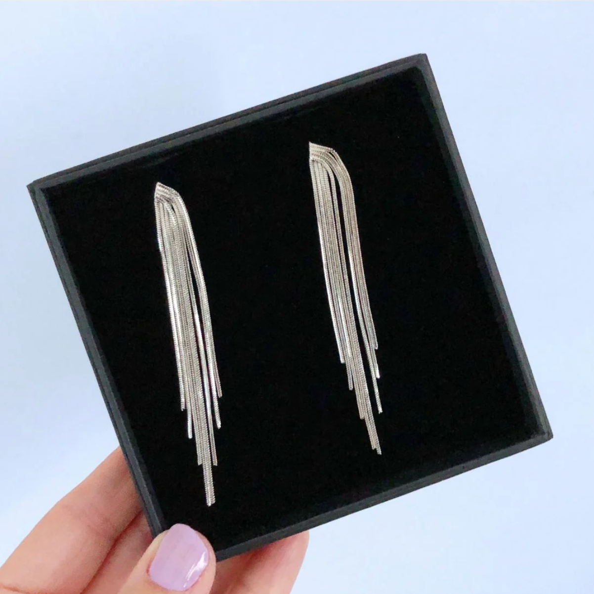 Metallic Tassel Earrings - Silver 