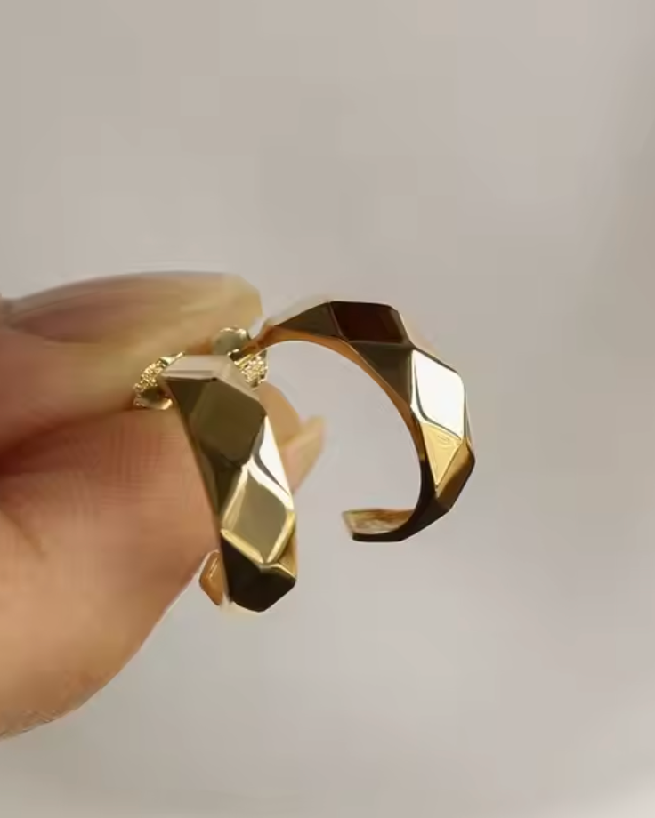 Geometric Open Hoops - gold / silver