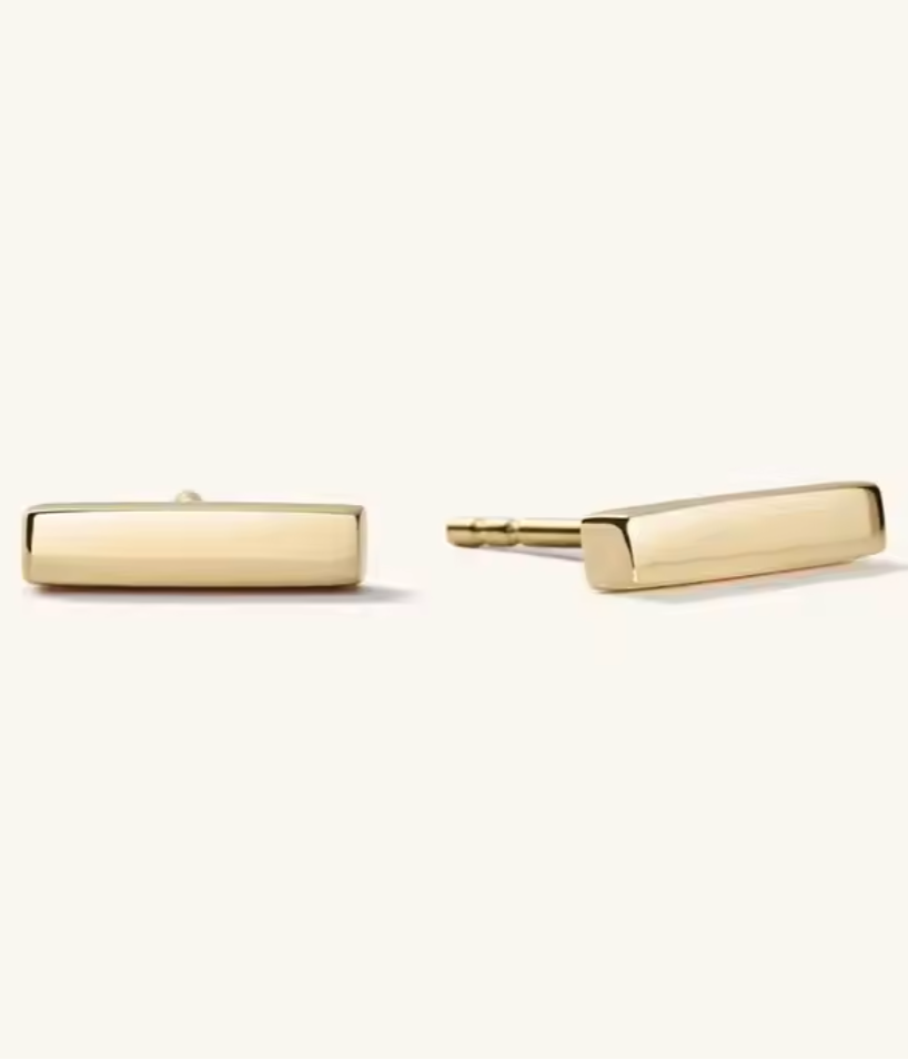 Sterling Silver Metal Bar Stud Earring - gold/silver