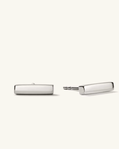 Sterling Silver Metal Bar Stud Earring - gold/silver