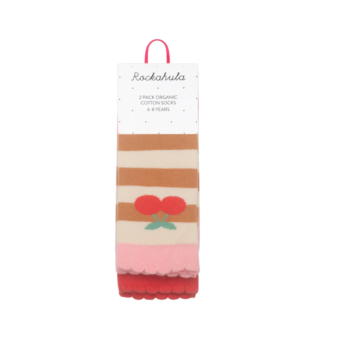 Stripy Cherry & Hearts Socks (2 Pack)