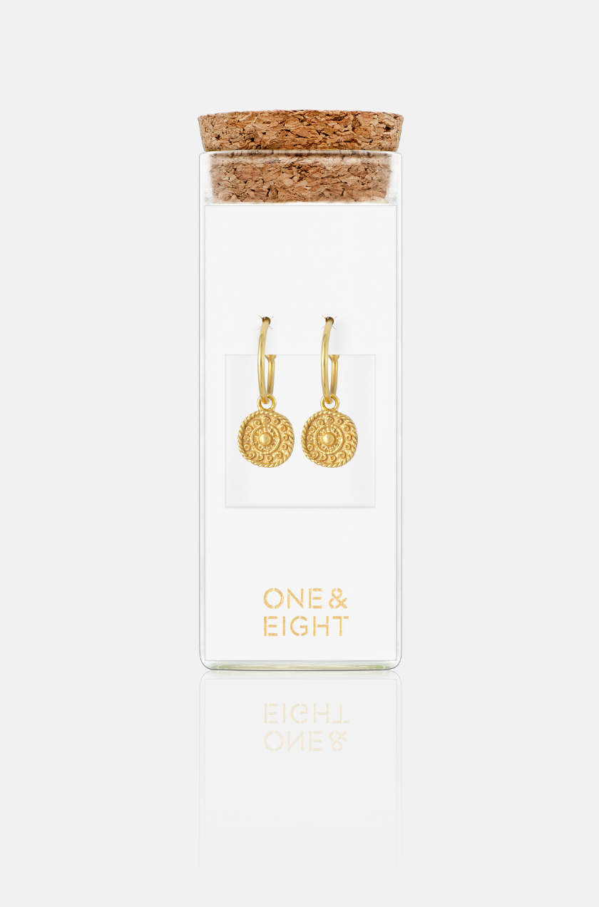 Gold Antique Coin Stud Hoops