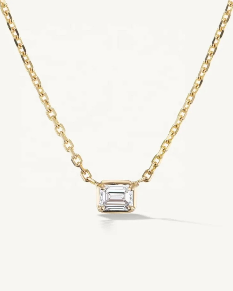 Sterling Silver Cubic Zirconia Gold Necklace