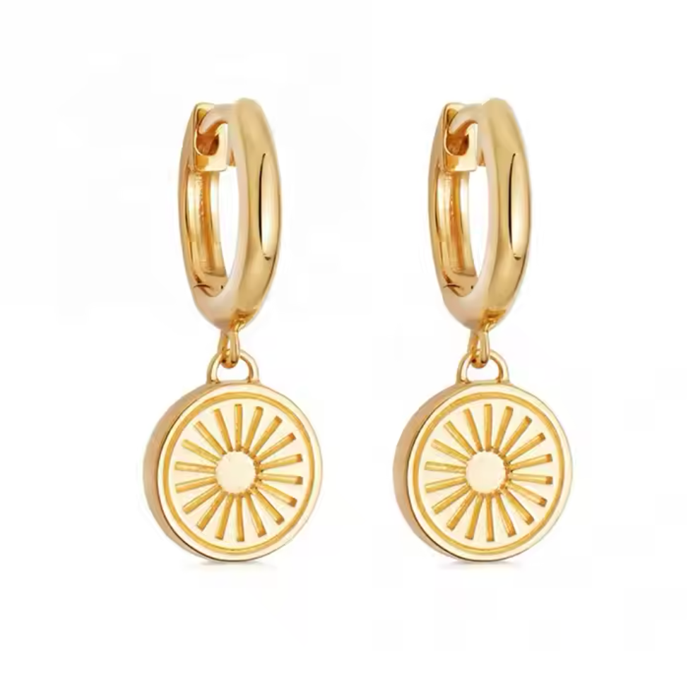 Sterling Silver Coin Charm Hoops