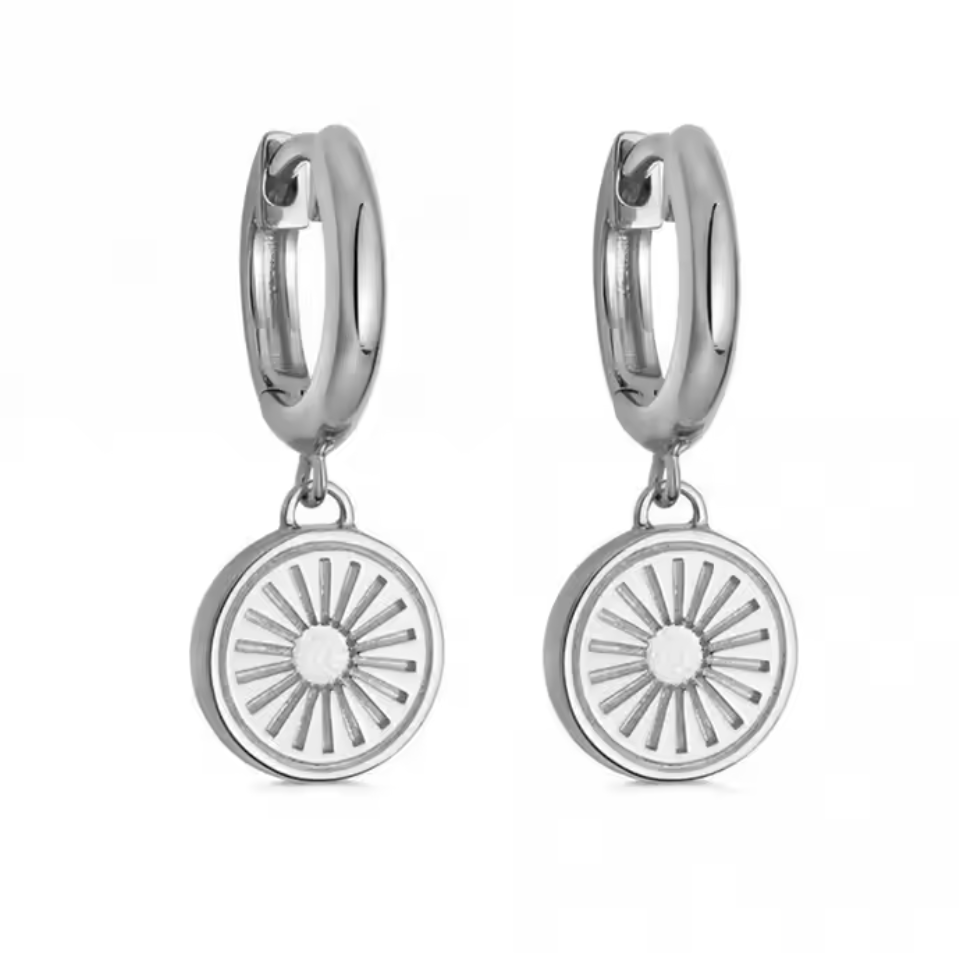 Sterling Silver Coin Charm Hoops