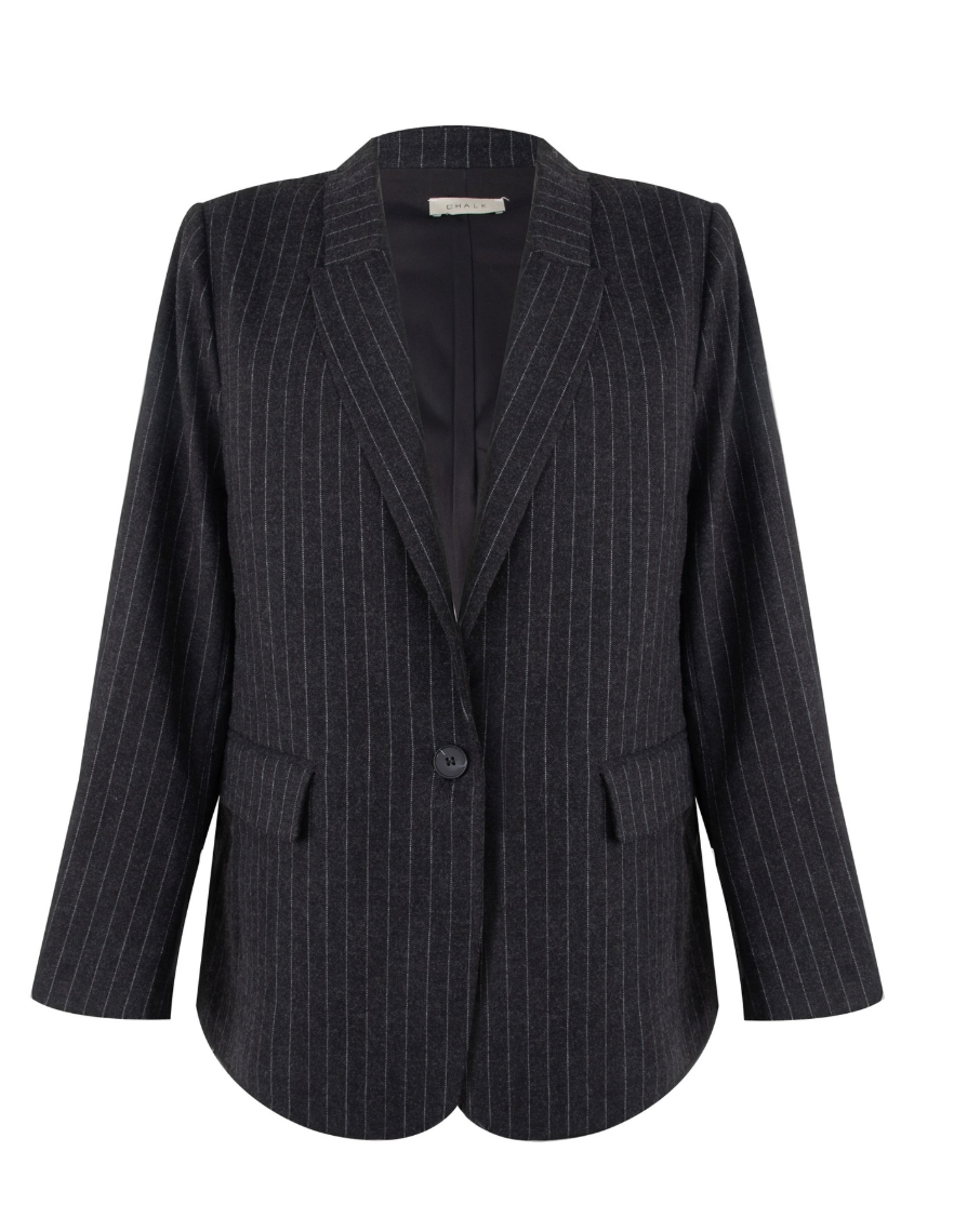 Drew Blazer - Dark Charcoal Pinstripe