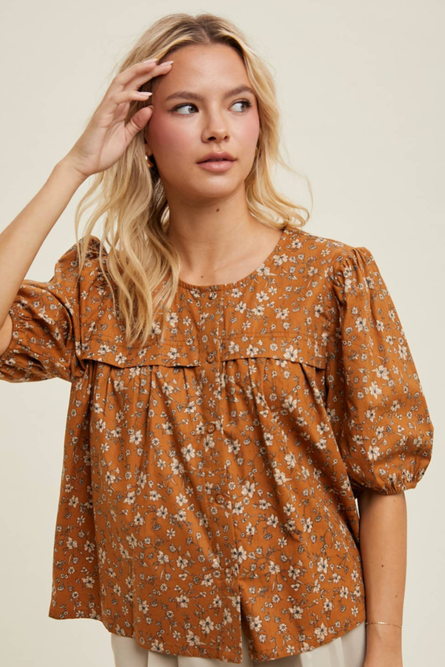 Floral Button-Up Blouse