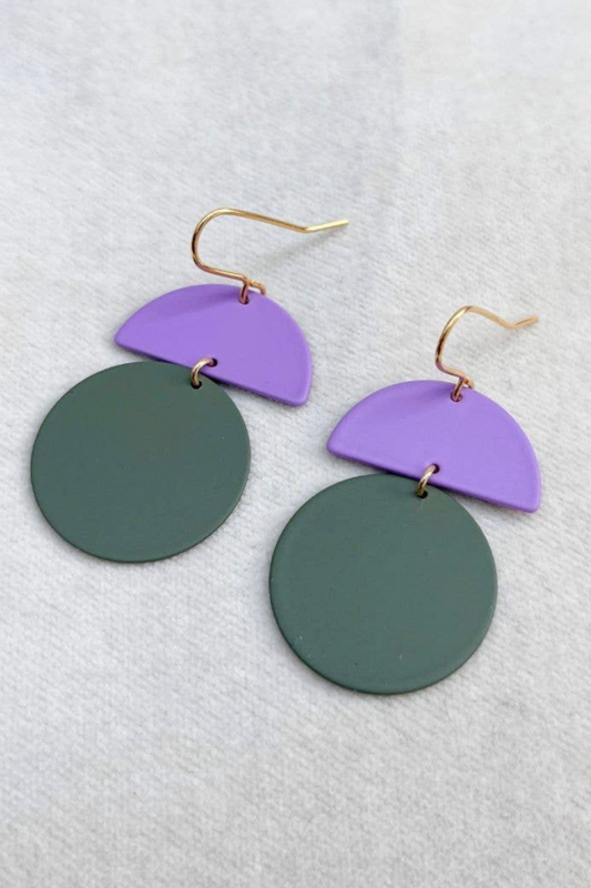 ORLA Gold Earrings - Olive & Lilac