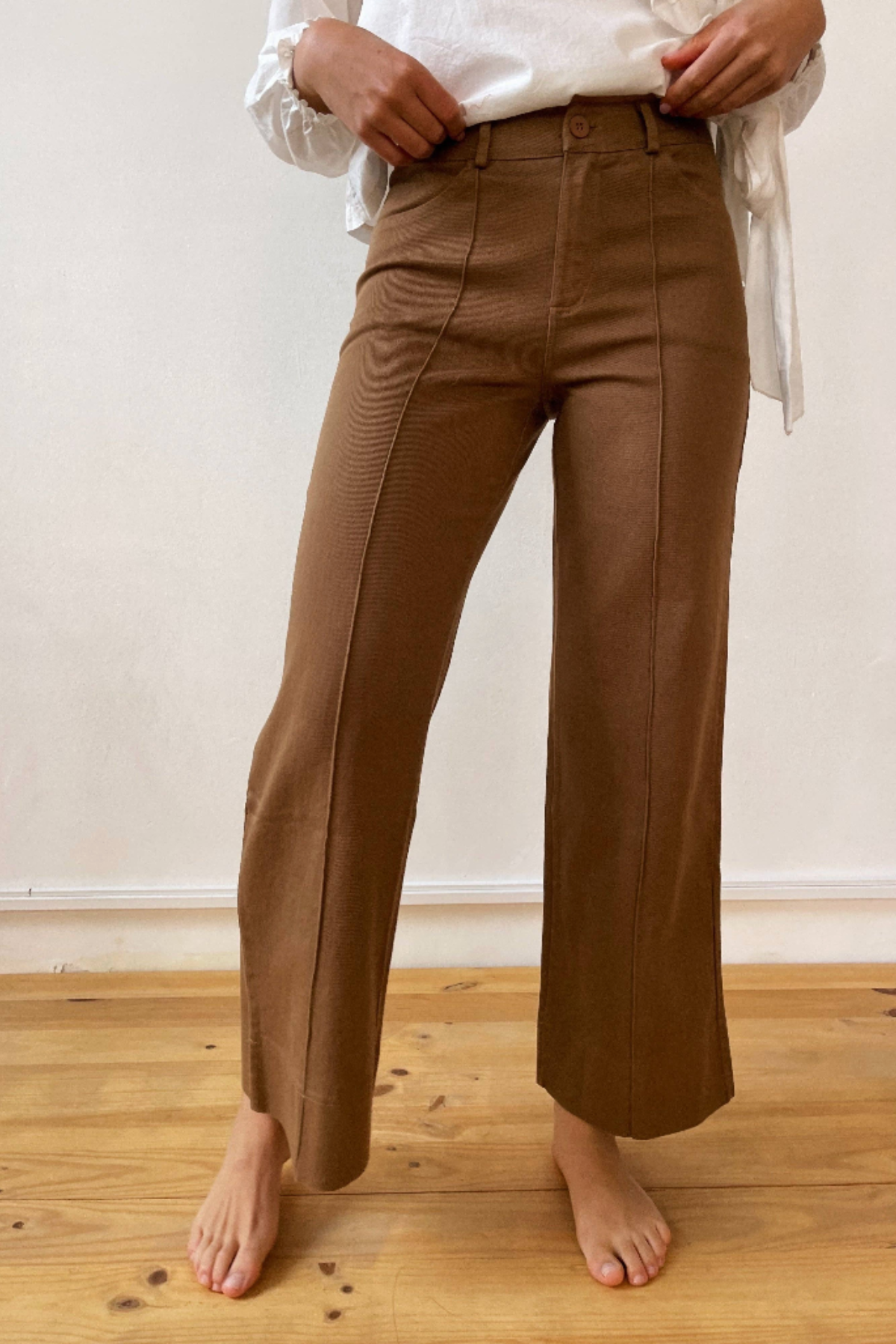 OLGA Brown Front Seam Trousers