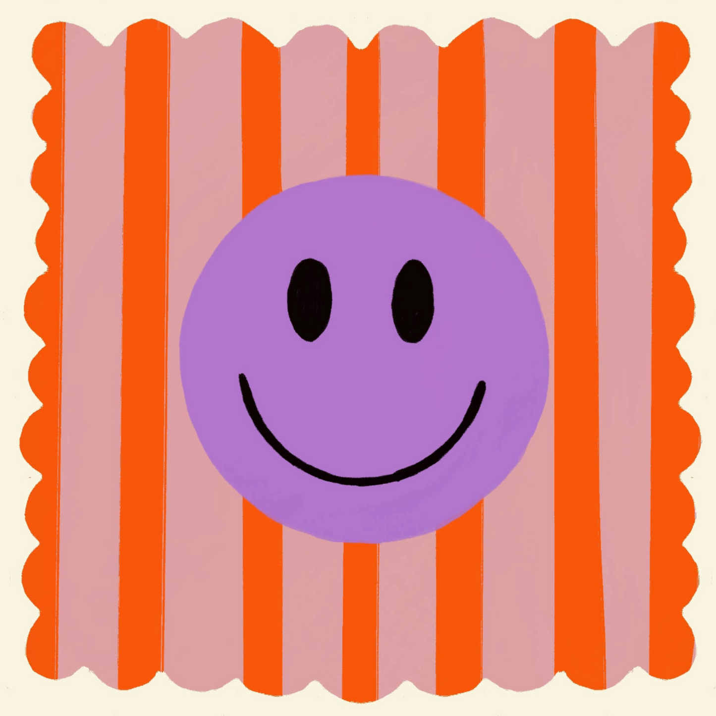 Orange Stripe Smiley Art Print - 5x5"