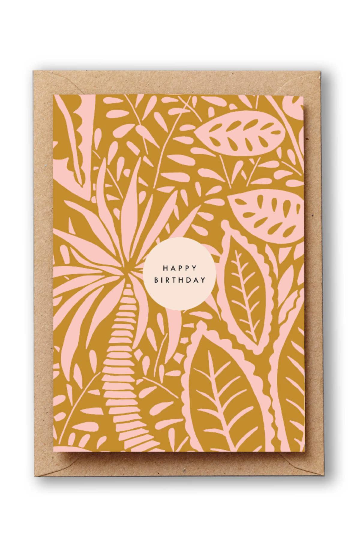 Happy Birthday Pink and Gold Jungle Card