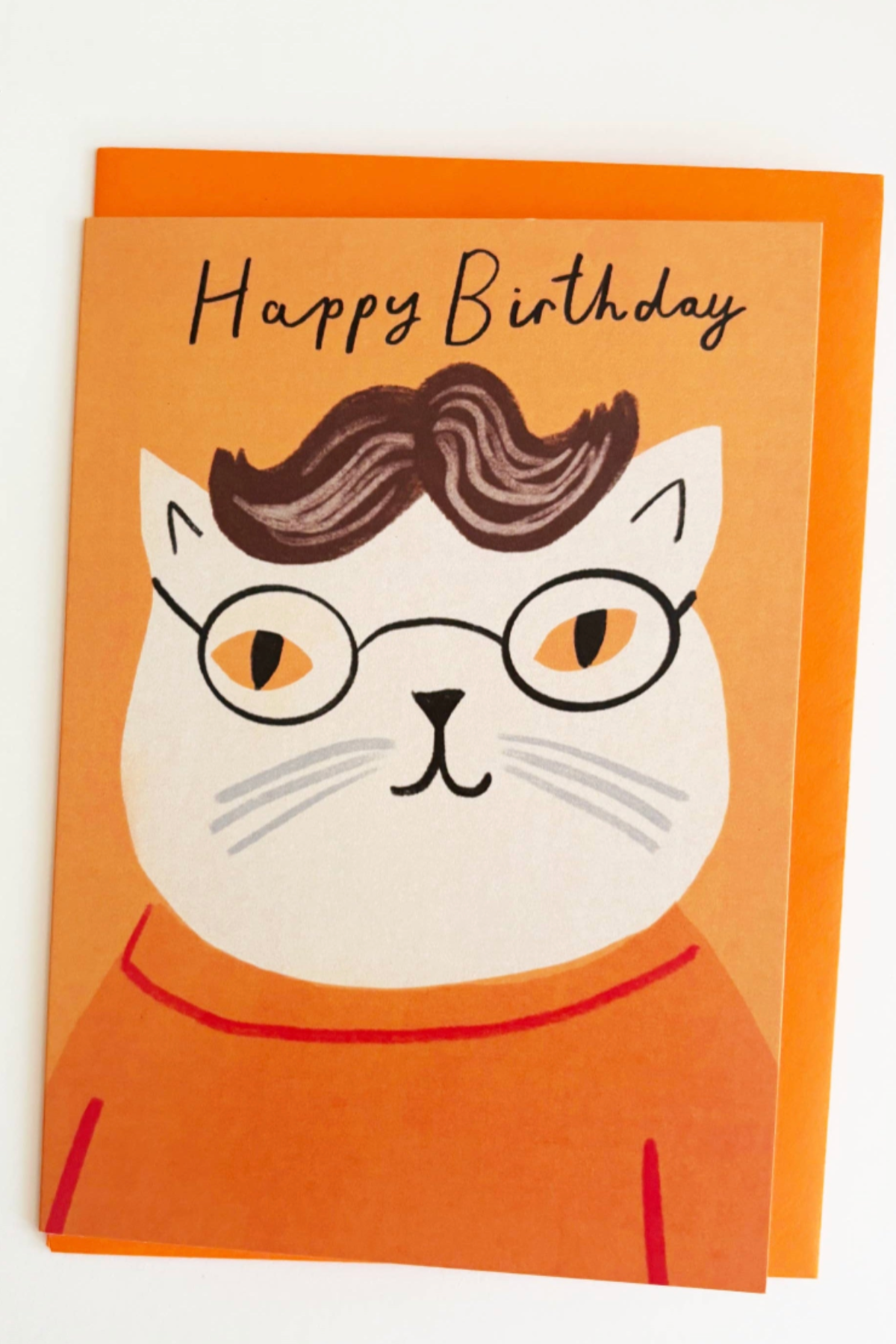 Cat in Glasses Happy Birthday Card