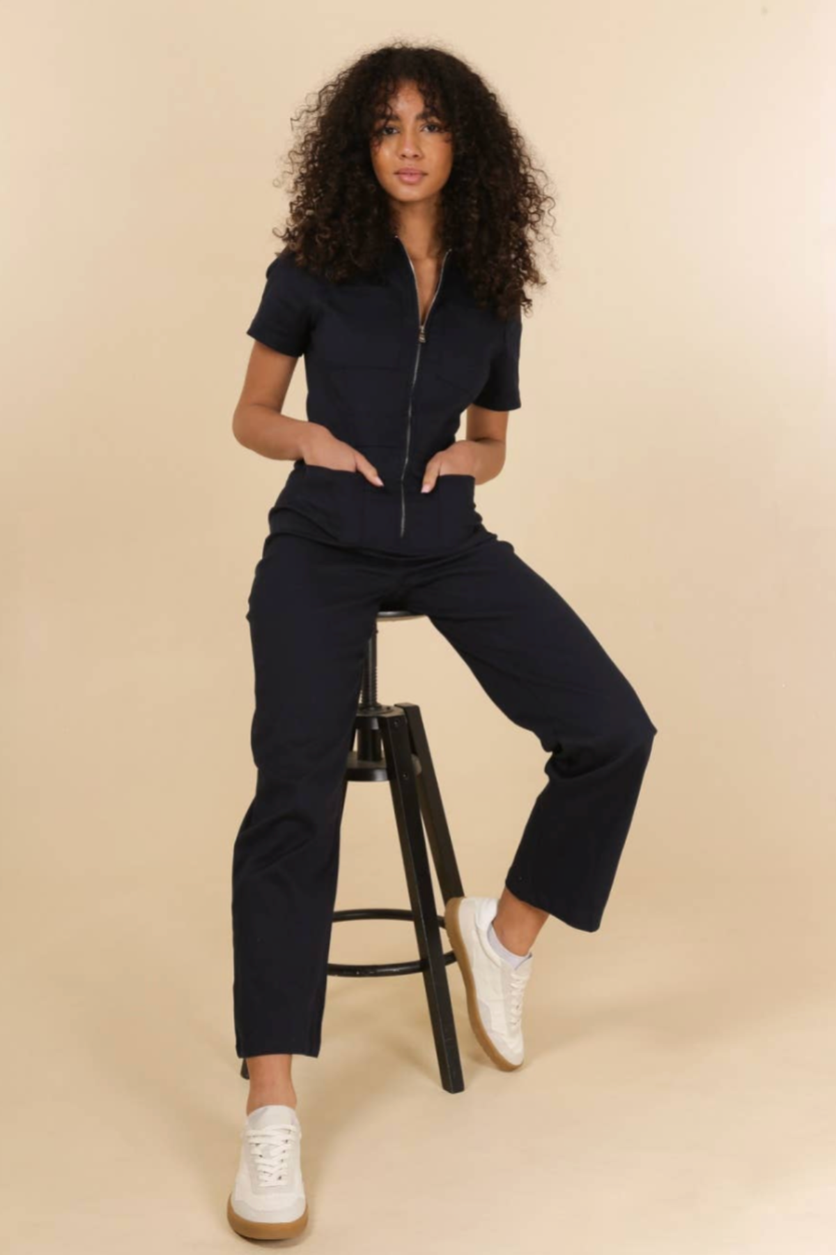 Short Sleeve Navy Workwear Jumpsuit