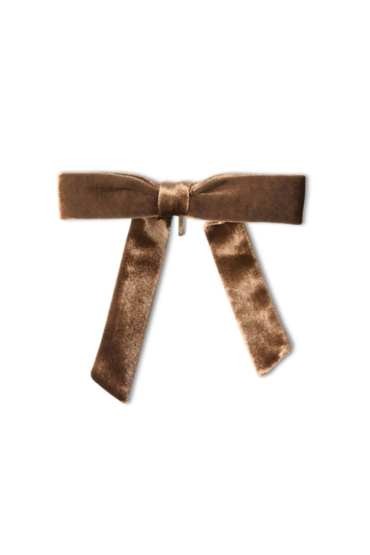 Bexhill Velvet Bow Ponytail Pin | Bear Brown