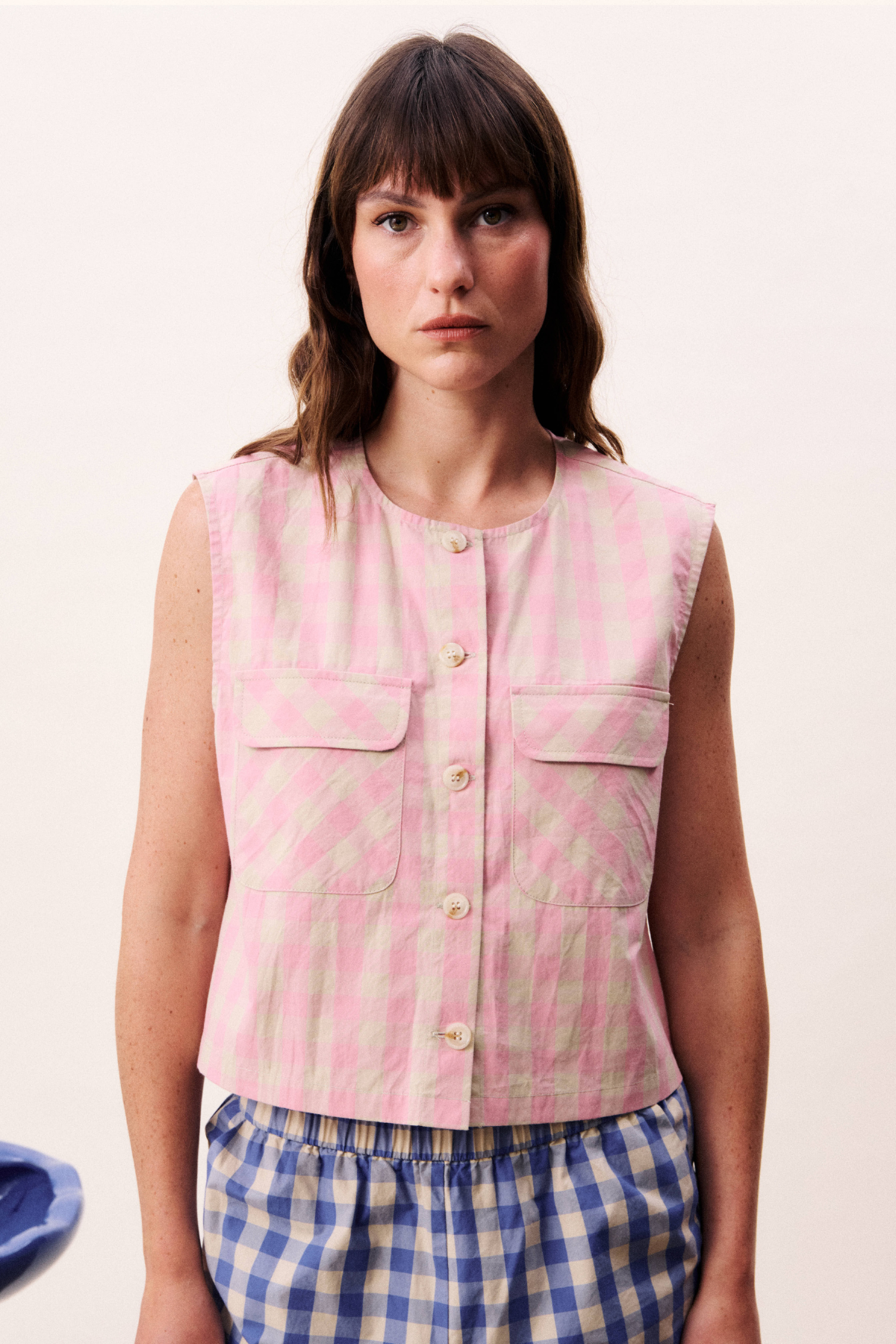 SALE ~ Pink Gingham Gilet