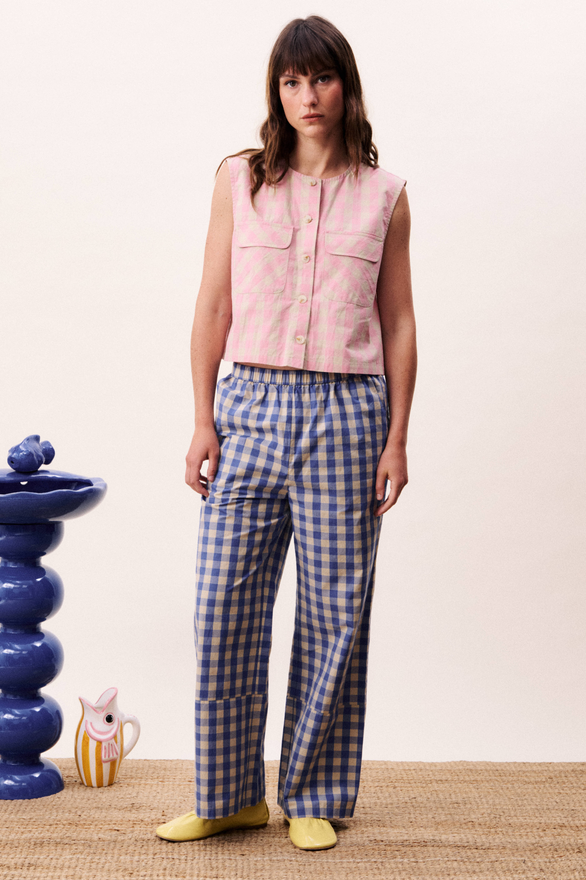 SALE ~ Pink Gingham Gilet