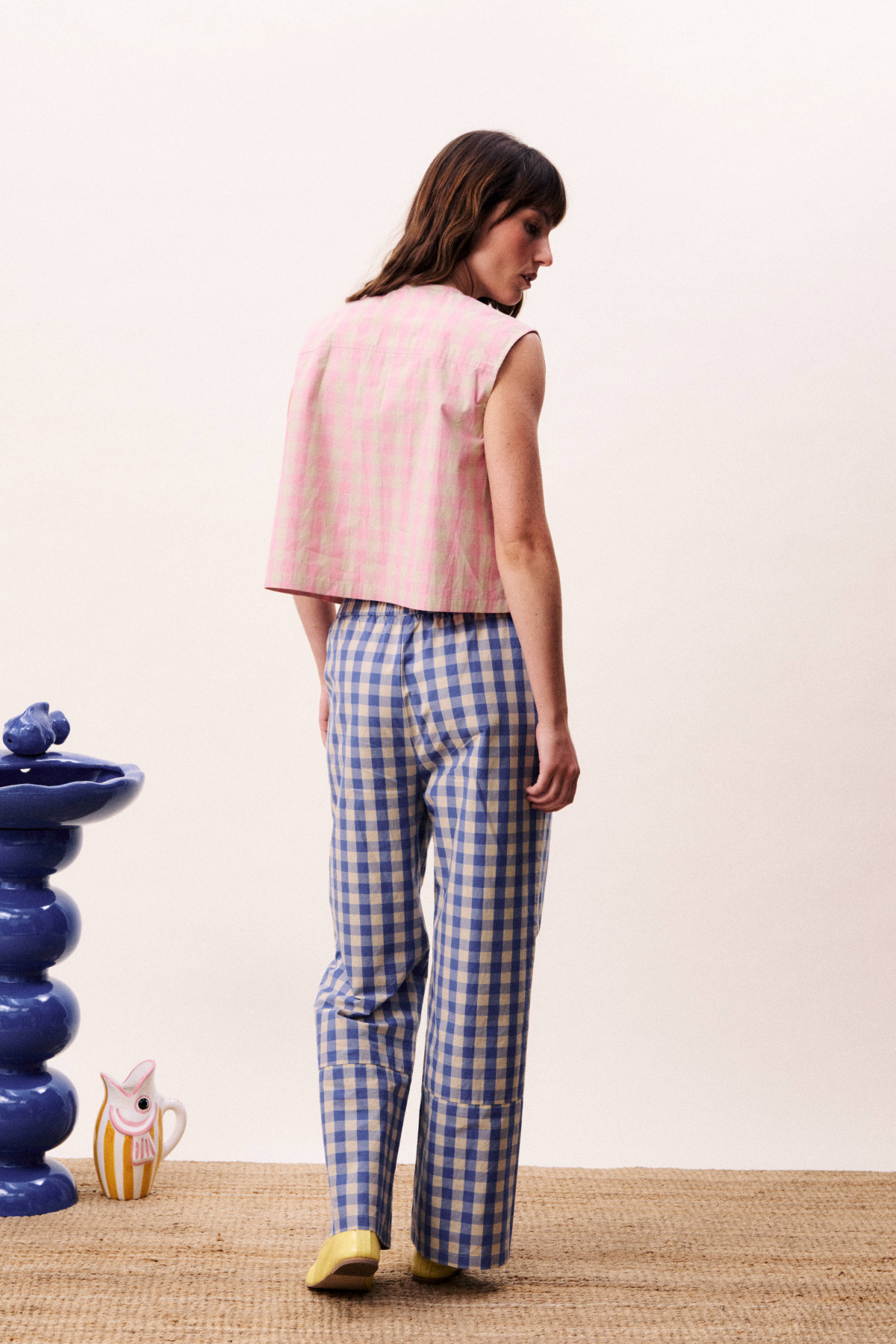 SALE ~ Pink Gingham Gilet