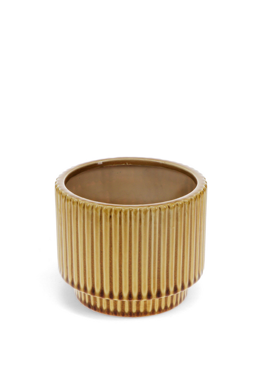 Rex London UK - Ridged Plant Pot - Mustard