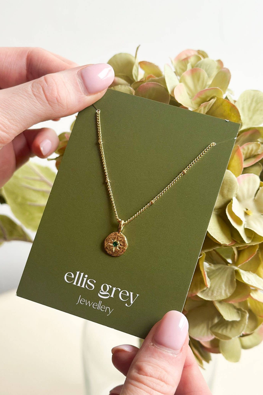 Hammered Green Star Necklace