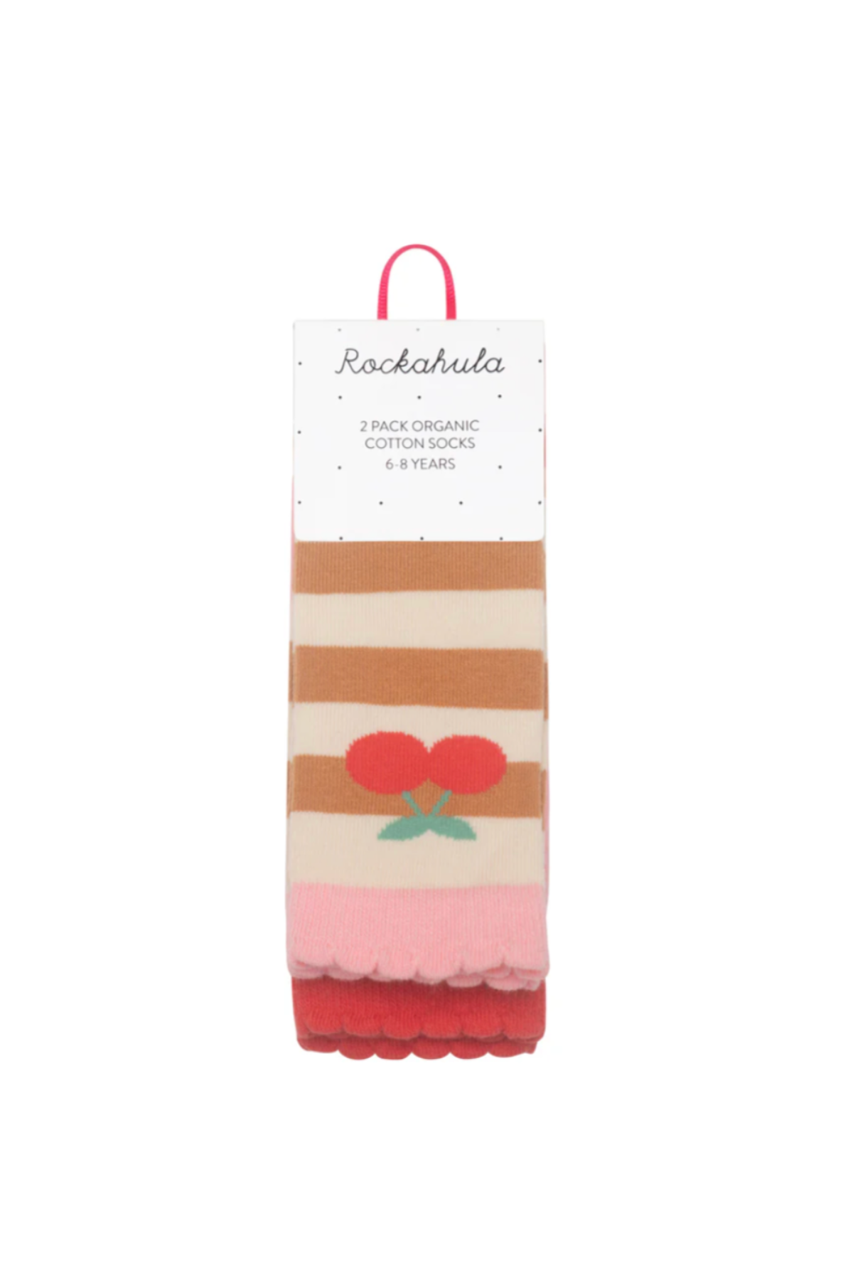 Stripy Cherry & Hearts Socks (2 Pack)