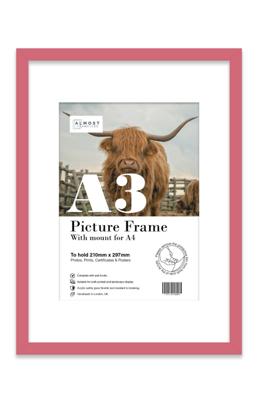 Pink A3 Picture Frame With mount for A4