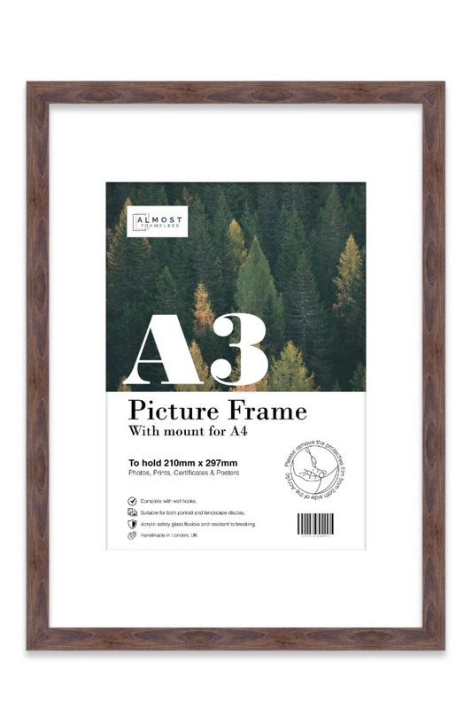 Walnut A3 Picture Frame With mount for A4