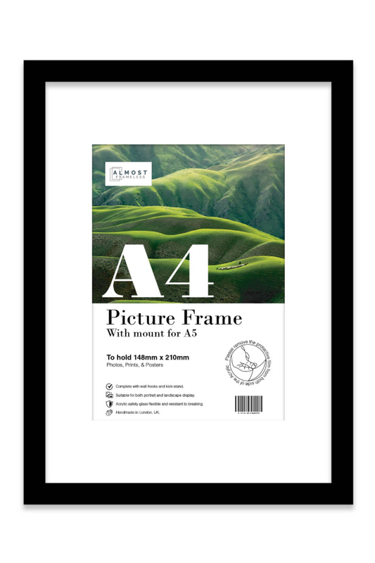 Black A4 Picture Frame With mount for A5