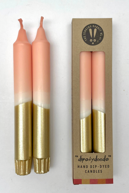 Blush Pink & Gold Dip Dyed Dinner Candles