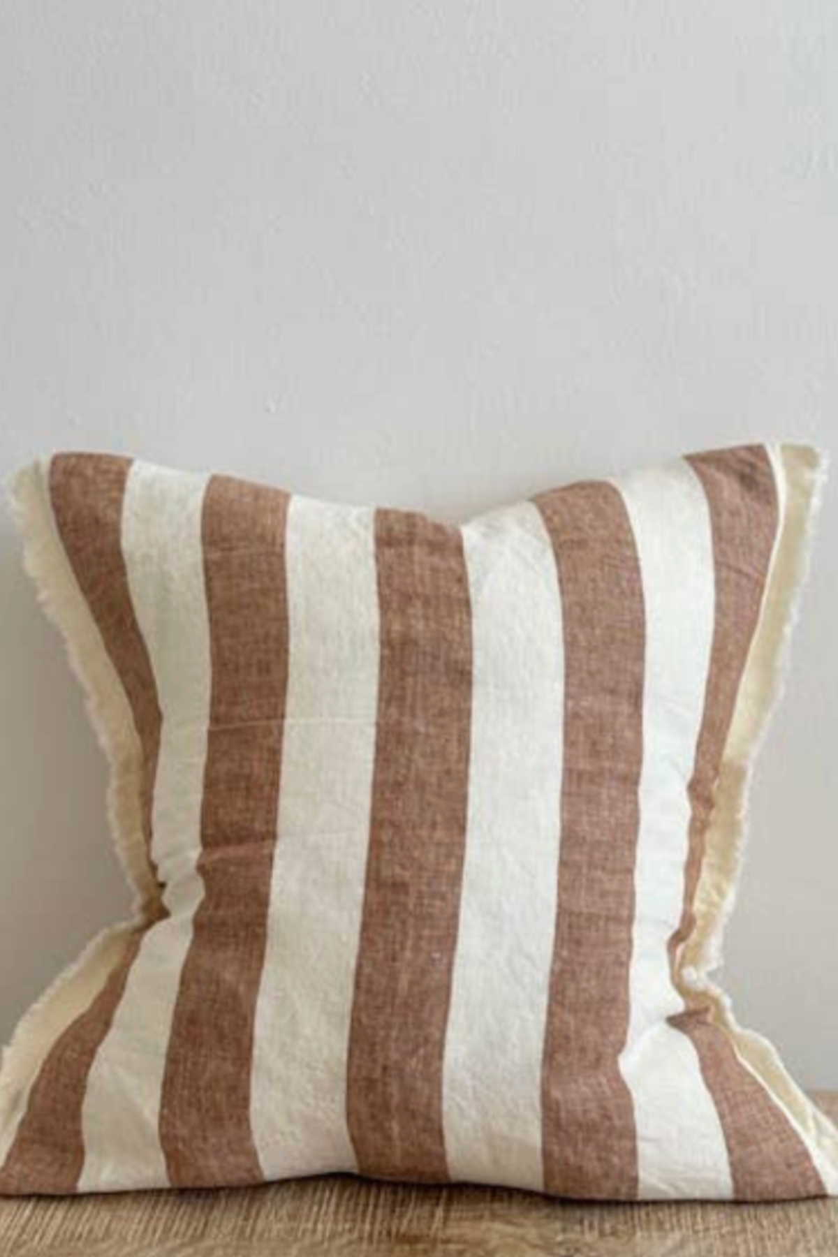 ESMEE Rust Wide Stripe Linen Cushion Cover