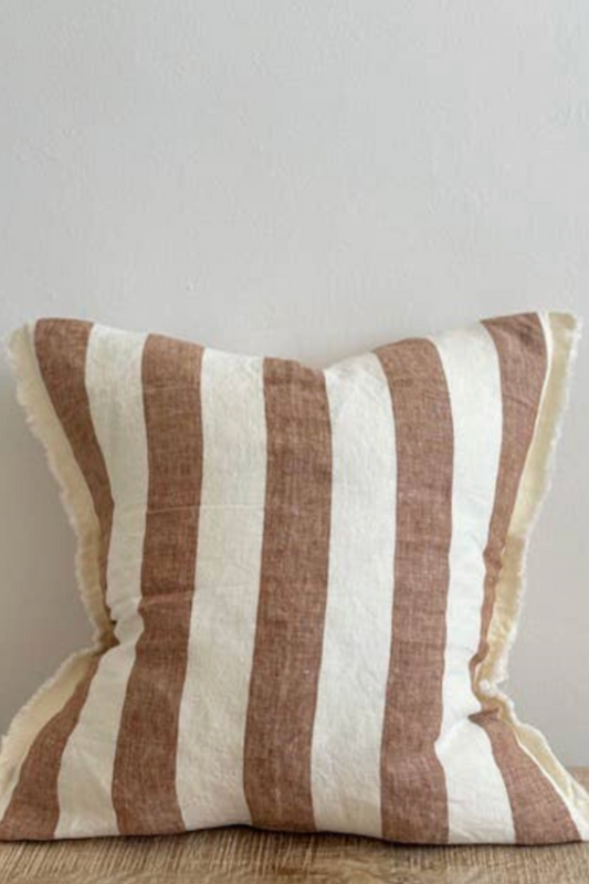 ESMEE Rust Wide Stripe Linen Cushion Cover