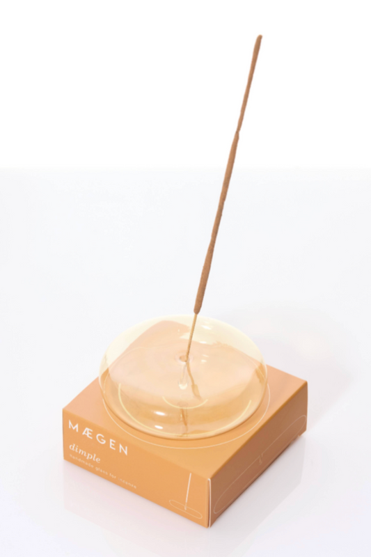 Hand Blown Glass Incense Holder  - Yellow