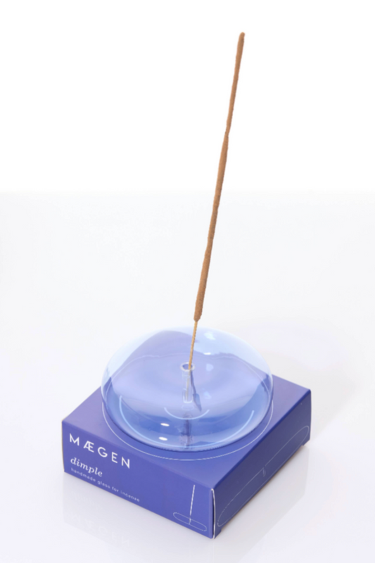 Hand Blown Glass Incense Holder  - Blue