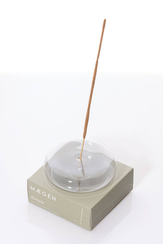 Hand Blown Glass Incense Holder - Grey