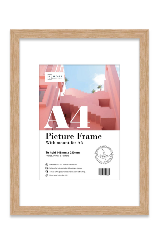 Oak A4 Picture Frame With mount for A5