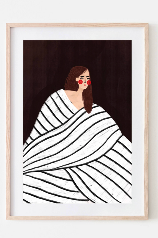 The Woman With The Black and White Stripes - A3 Fine Art Print