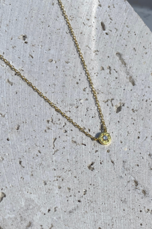 Sterling Silver Dainty Octet Star Zirconia Necklace