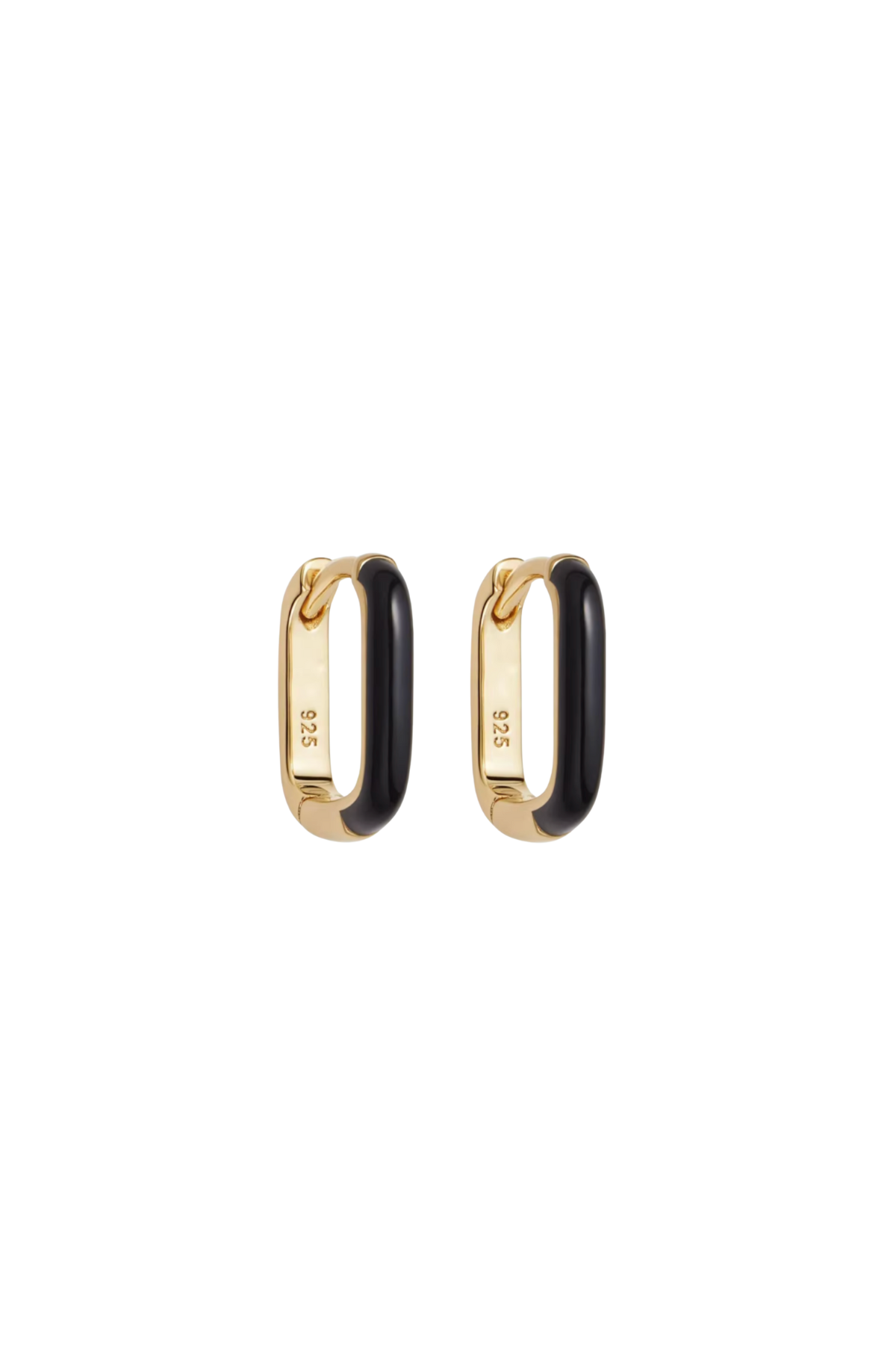 Gold Vermeil Black Enamel Square Hoop Earrings
