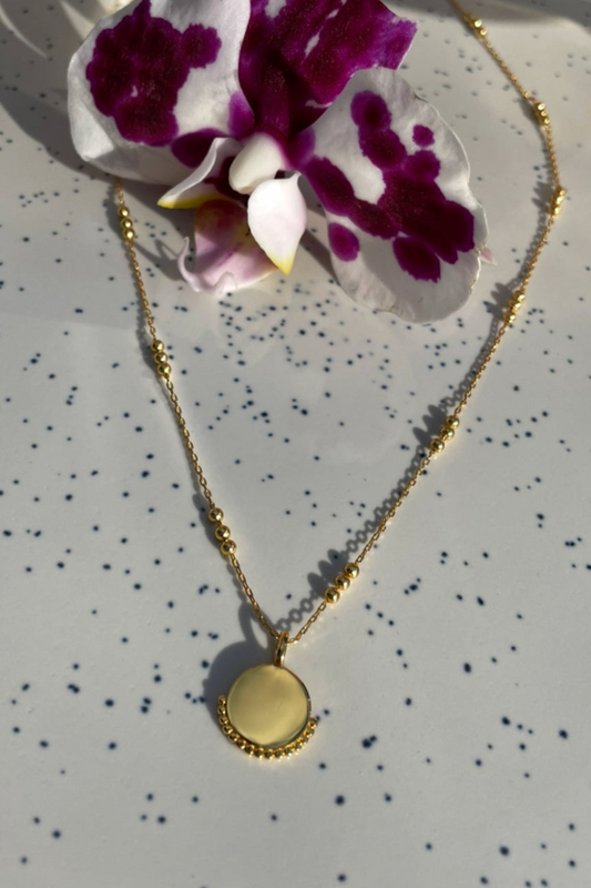 Sterling Silver Beaded Disc Choker Necklace