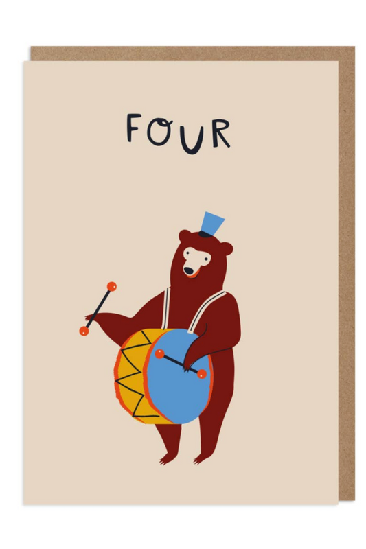 4 Year Old - Bear Birthday Card