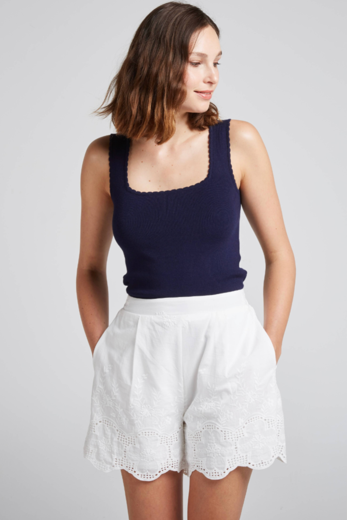 BALEARES Embroidered Cotton Shorts
