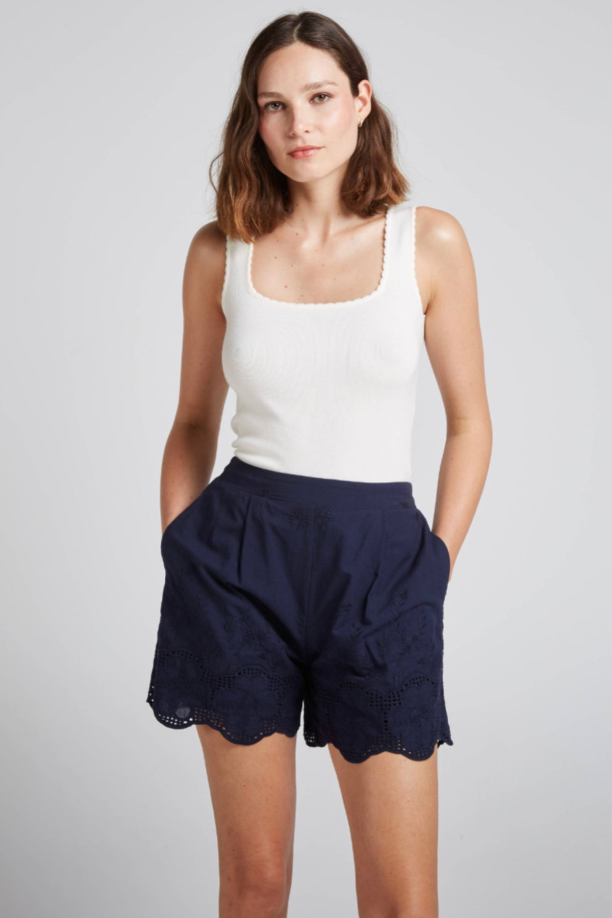 BALEARES Embroidered Cotton Shorts