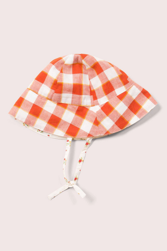Gingham/Spring Flowers Reversible Sunhat