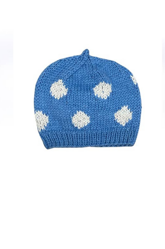 Blue Spotty Knit Baby Hat