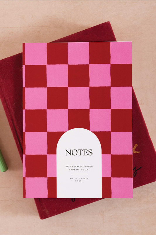 A5 Burgundy Check Notebook