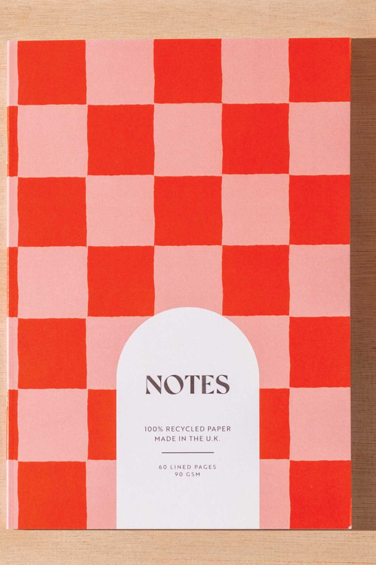 Peach & Cherry Check A5 Lined Notebook