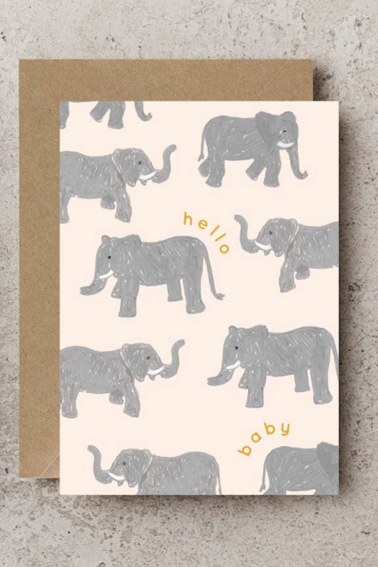 'Hello Baby' elephant Card