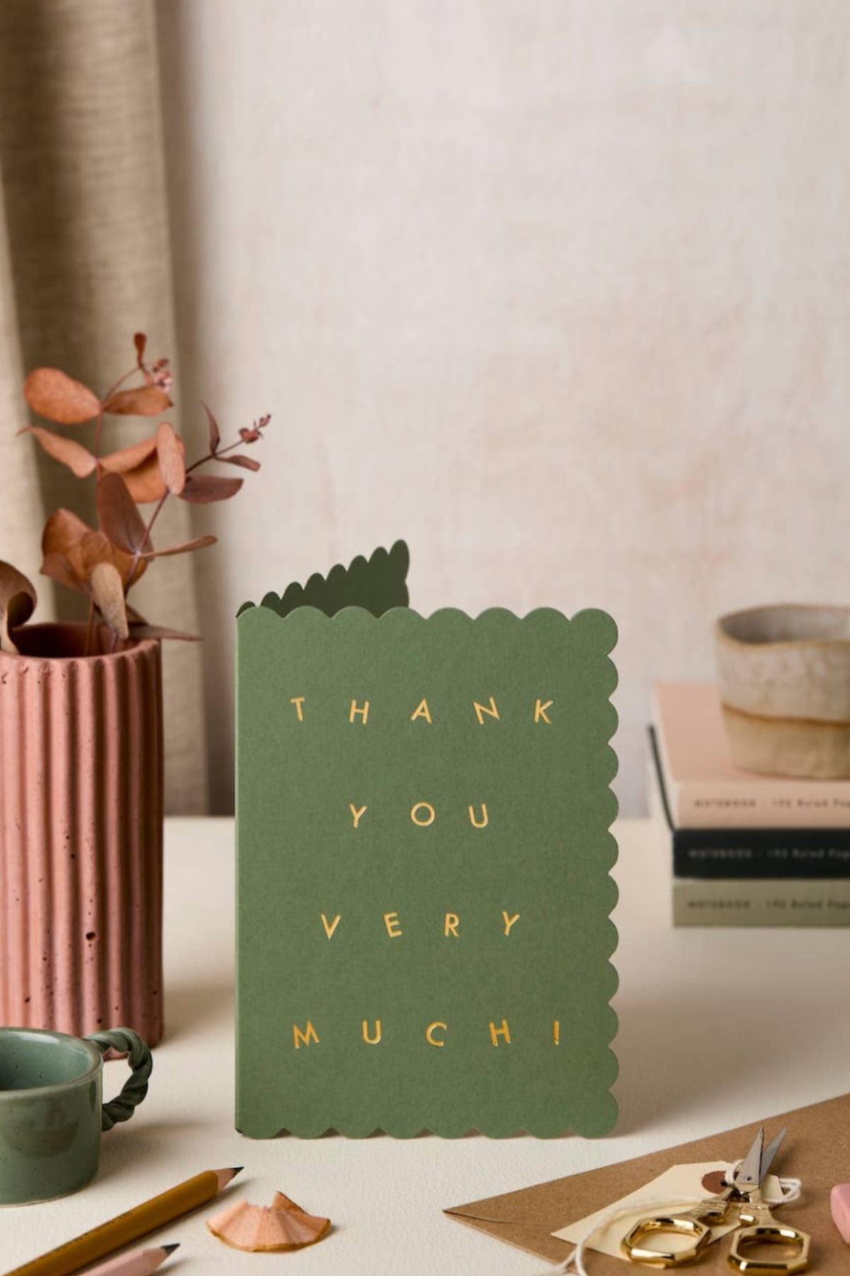 Green Scallop Thank You Card