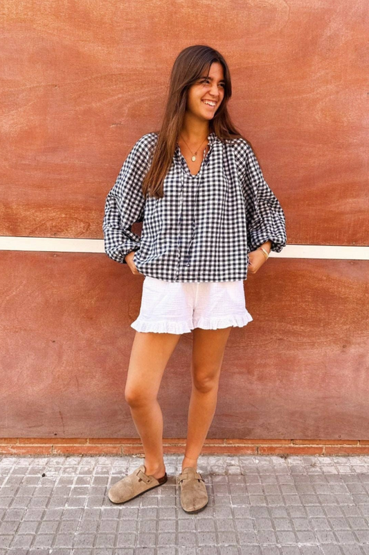 Matilde Navy Gingham Blouse